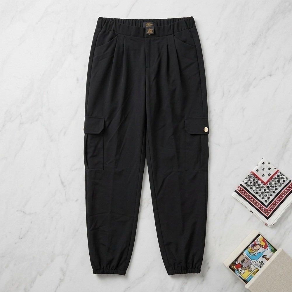Dressy Cargo Pants Women M Black Elastic‎ Jogger Techwear Streetwear